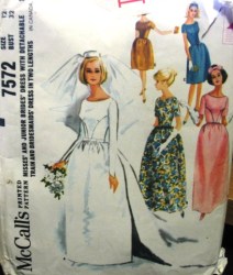 7572 64 BRIDES/MAID DRESS LENGTHS,DETACH TRAIN PATTERN 12, 16